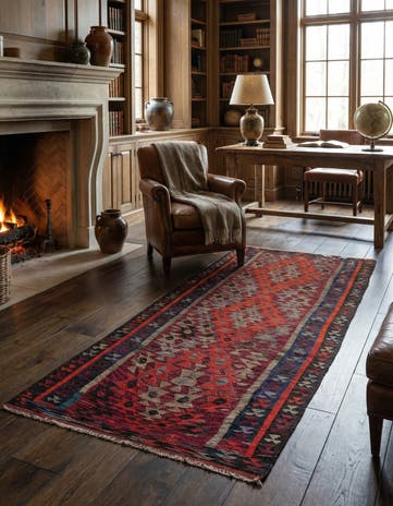 4' 8 x 9' 2 Hand Woven Kilim Fars Wool Rug