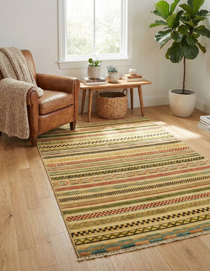 Detail image of  3' 2 x 5'  Hand Knotted Modern Ziegler Rug