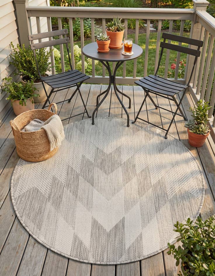 Detail image of 3' x 3'  Washable Modern Indoor / Outdoor Round Rug