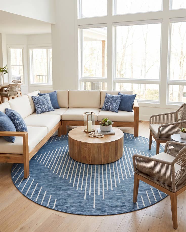Detail image of 10' 8 x 10' 8 Easy-Clean Modern Indoor / Outdoor Round Rug