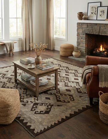5' 2 x 6' 11 Hand Woven Kilim Maymana Wool Rug