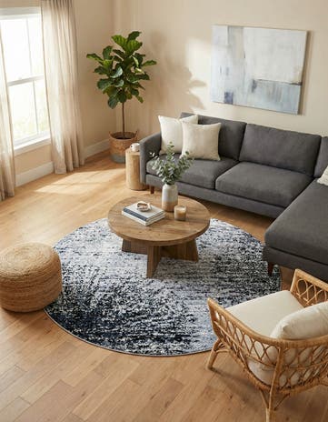 Blue and Gray Tucson Round Rug