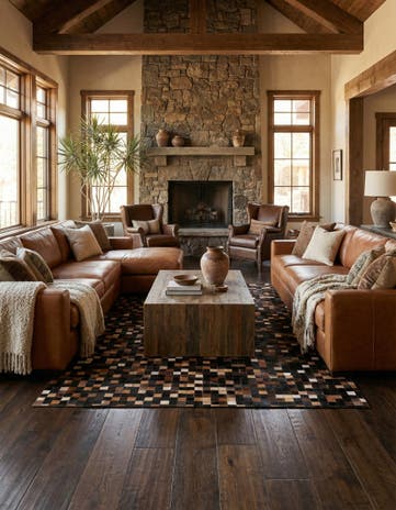 5' x 8' Cowhide Leather Rug