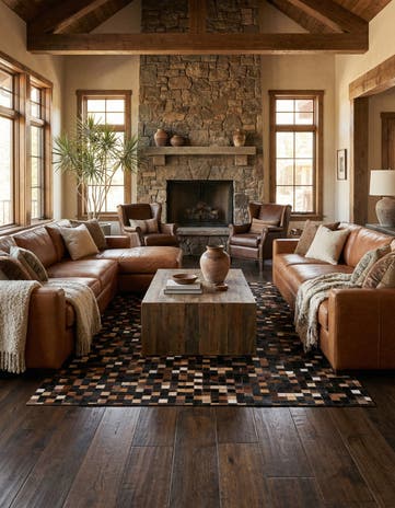 5' x 8' Cowhide Leather Rug
