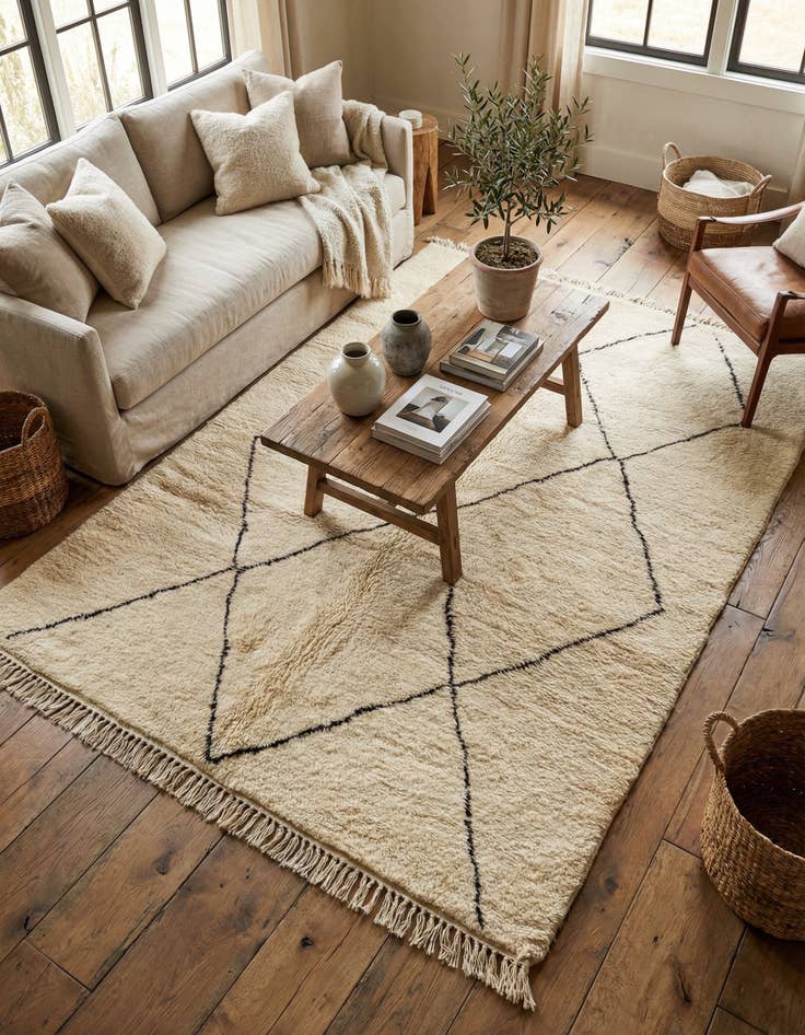 Detail image of 7' 2 x 10'  Hand Knotted Moroccan Wool Rug