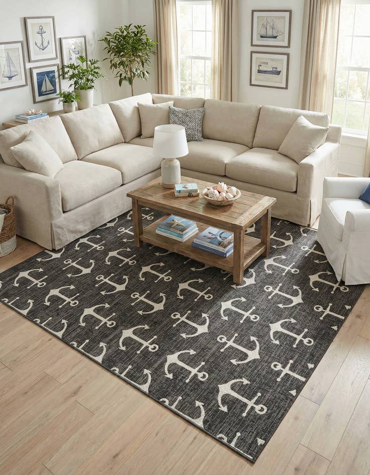 Detail image of 9' x 12'  Washable Coastal Indoor / Outdoor Rug