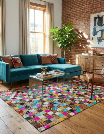 5' x 8' Cowhide Leather Rug