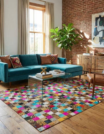 5' x 8' Cowhide Leather Rug