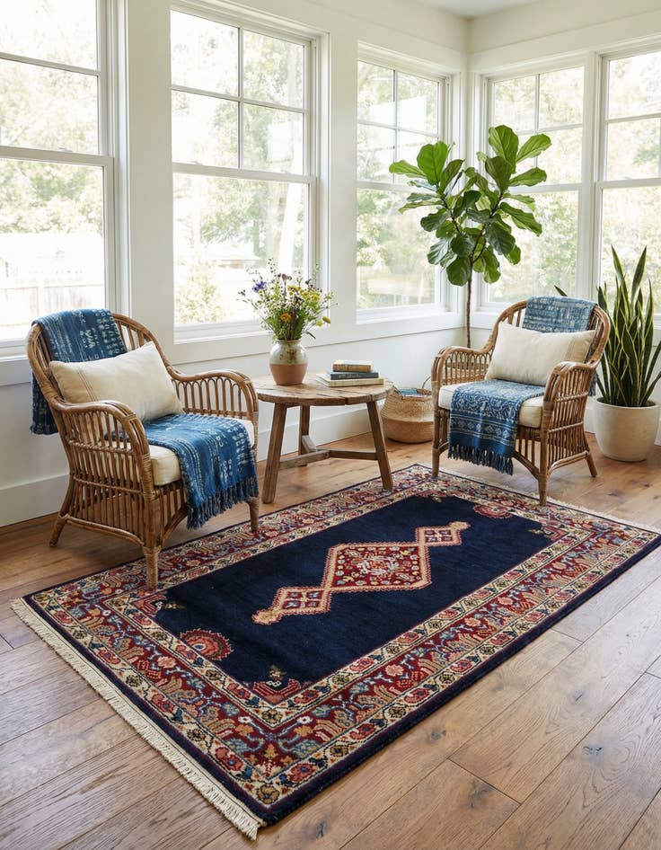 Detail image of 2' 10 x 5'  Hand Knotted Hamedan Wool Rug