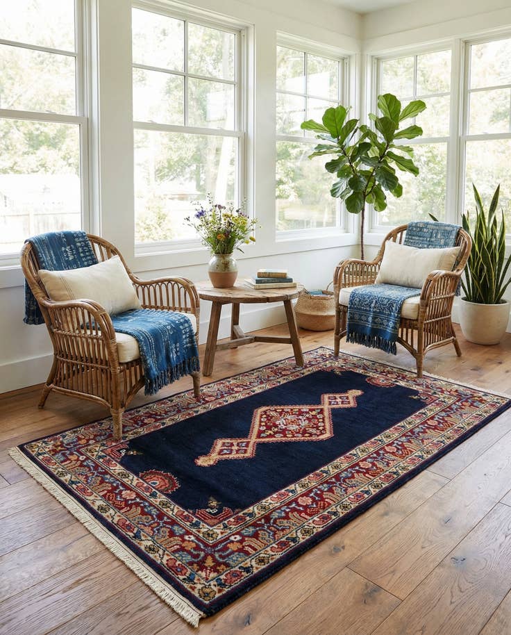 Detail image of 2' 10 x 5' Hand Knotted Hamedan Wool Rug