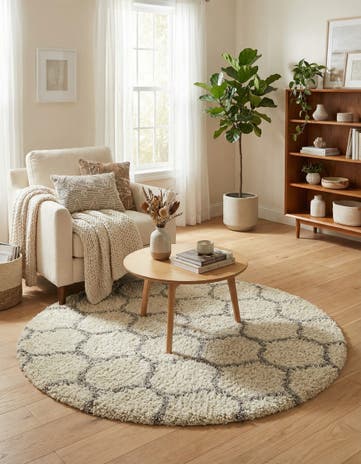 5' 3 x 5' 3 Lattice Shag Round Rug