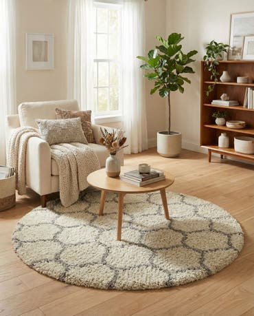 5' 3 x 5' 3 Lattice Shag Round Rug