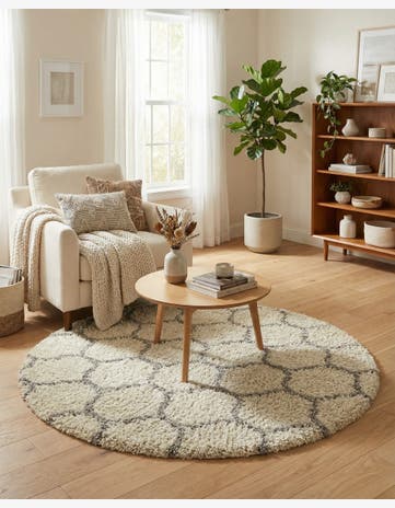 5' 3 x 5' 3 Trellis Shag Round Rug