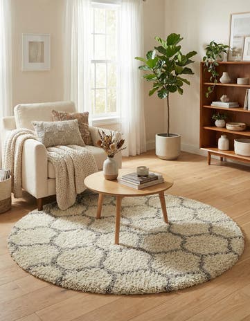 5' 3 x 5' 3 Lattice Shag Round Rug