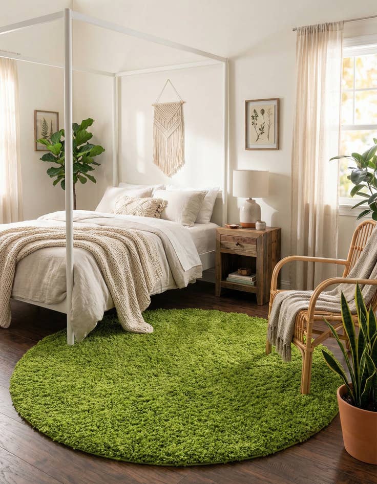 Detail image of 7' x 7' Solid Shag Round Rug