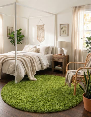 7' x 7' Solid Shag Round Rug