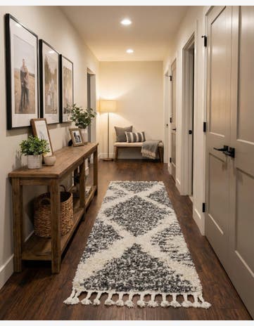 White Serenity Shag Runner Rug