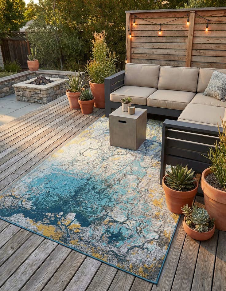 Detail image of 5' x 8'  Washable Modern Indoor / Outdoor Rug