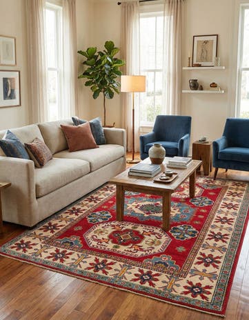 4' 10 x 6' 8 Hand Knotted Kazak Rug