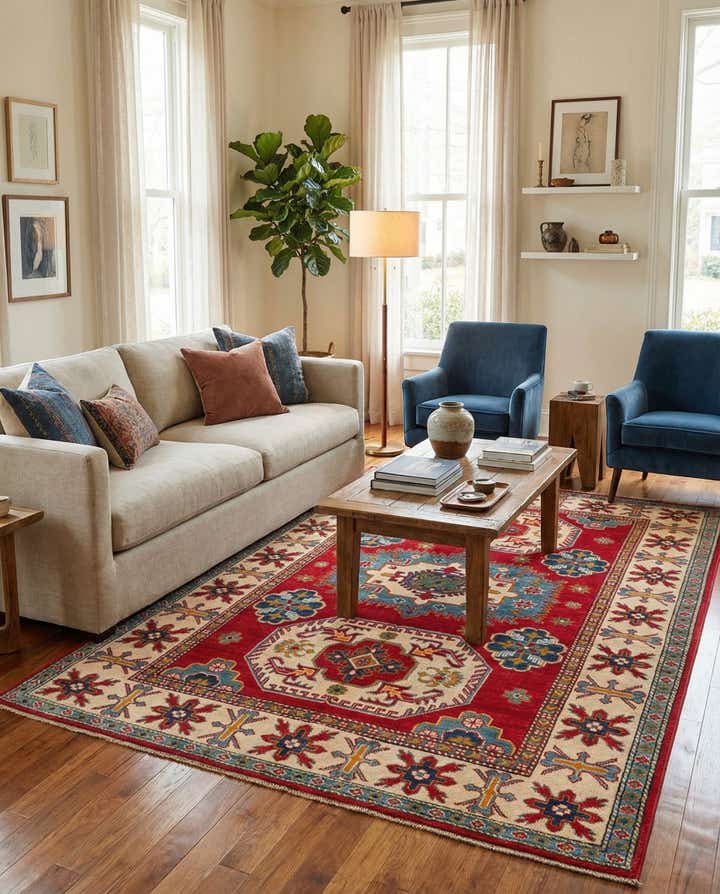 4' 10 x 6' 8 Hand Knotted Kazak Rug