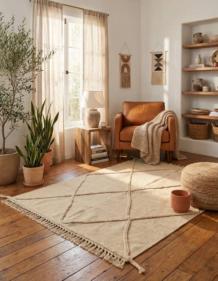 Detail image of 3' 6 x 4' 9  Hand Woven Moroccan Wool Rug