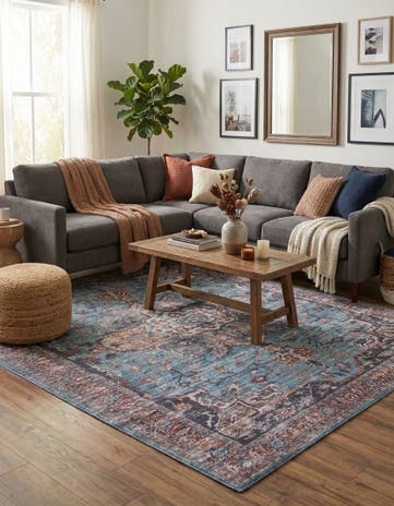 Blue Washable Maahru Rug