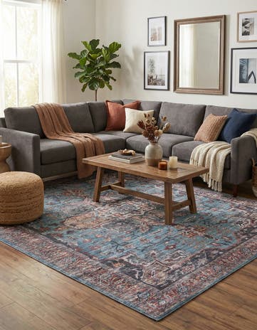 Blue Washable Maahru Rug