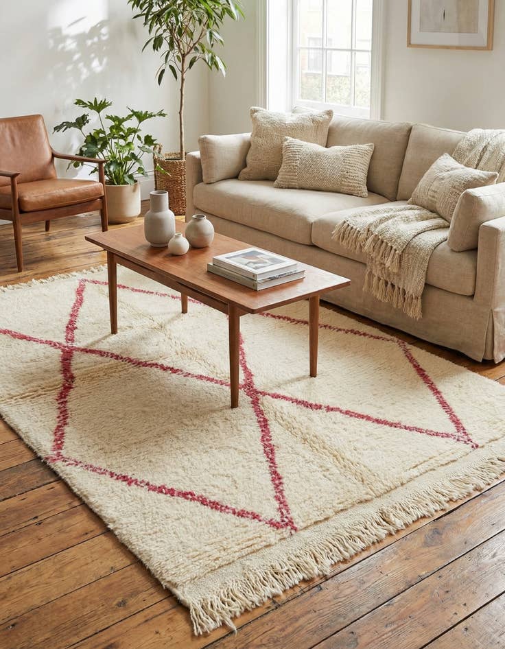 Detail image of 3' 4 x 4' 7  Hand Knotted Moroccan Wool Rug