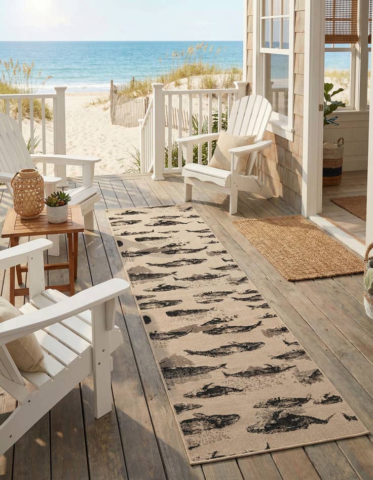 Detail image of 2' 7 x 12'  Washable Coastal Indoor / Outdoor Runner Rug