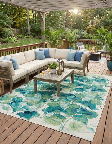 10' x 14' 2 Easy-Clean Botanical Indoor / Outdoor Rug