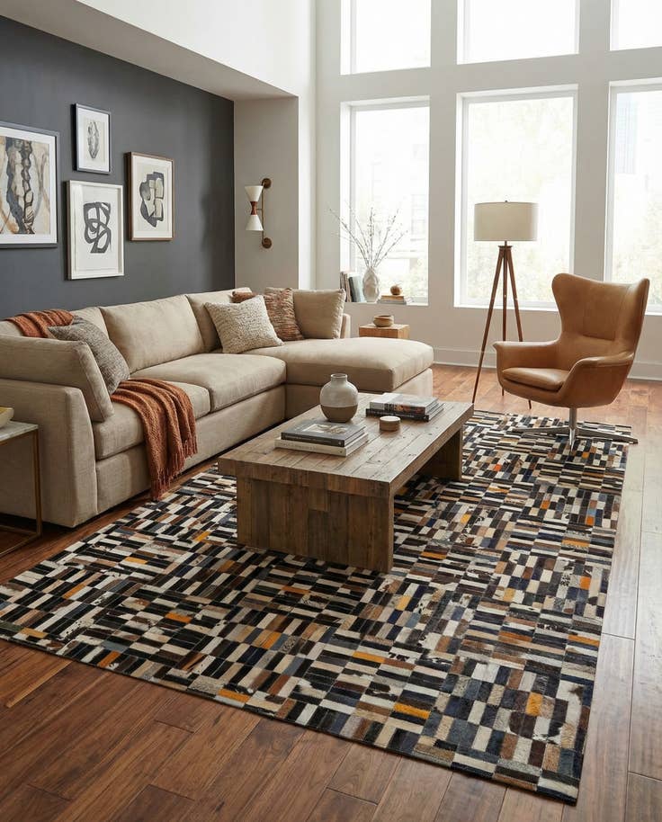 Detail image of 5' x 8' Cowhide - Patchwork Rug