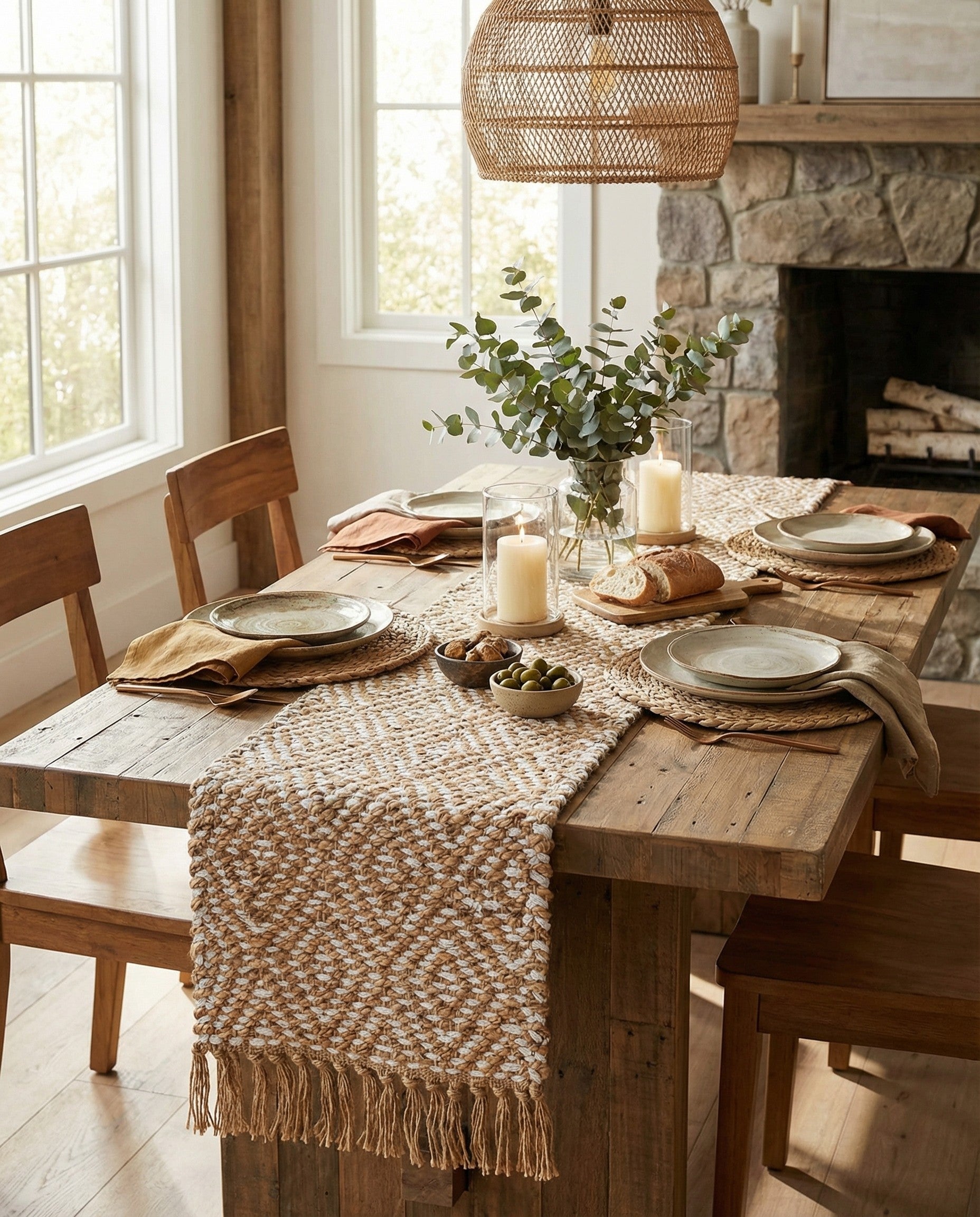  1' 2 x 6' 1  Hand Woven Braided Jute Table Runner Rug