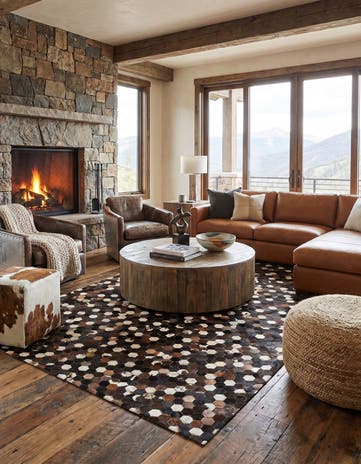 5' 2 x 8' Cowhide Leather Rug