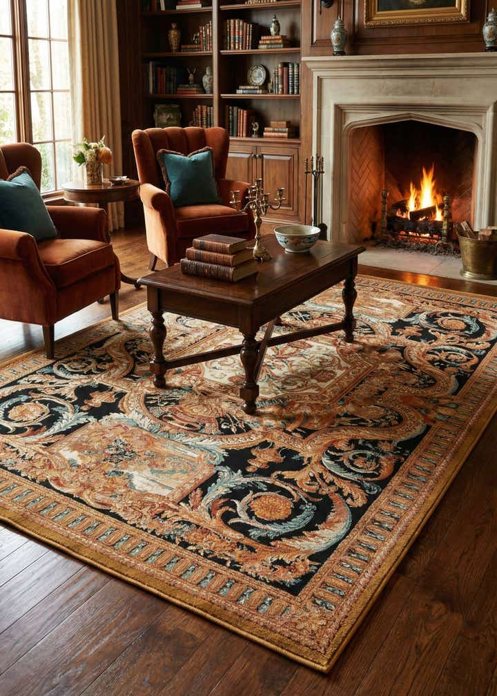 6' x 9' Easy-Clean Traditional Indoor / Outdoor Rug
