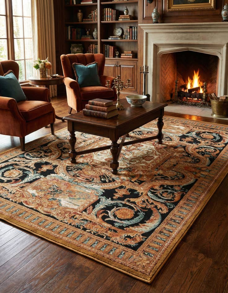 Detail image of 6' x 9'  Washable Traditional Indoor / Outdoor Rug