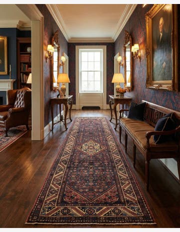 3' 8 x 10' 7 Hand Knotted Hossainabad Persian Wool Runner Rug