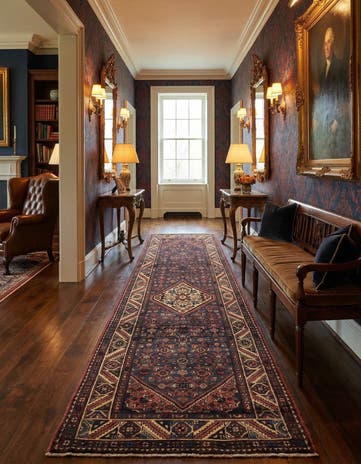 3' 8 x 10' 7 Hand Knotted Hossainabad Persian Wool Runner Rug