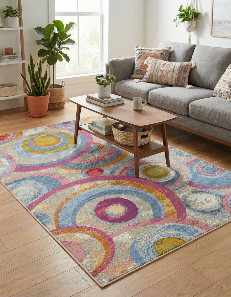 Detail image of  4' x 6'  Washable Modern Indoor / Outdoor Rug