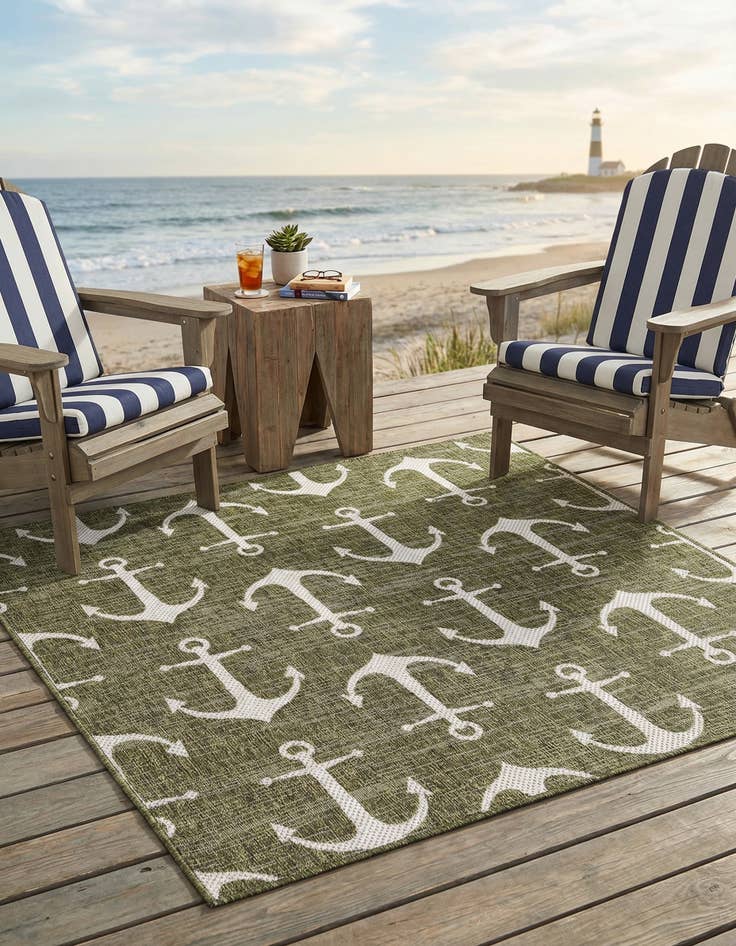 Detail image of 5' 3 x 5' 3  Washable Coastal Indoor / Outdoor Square Rug