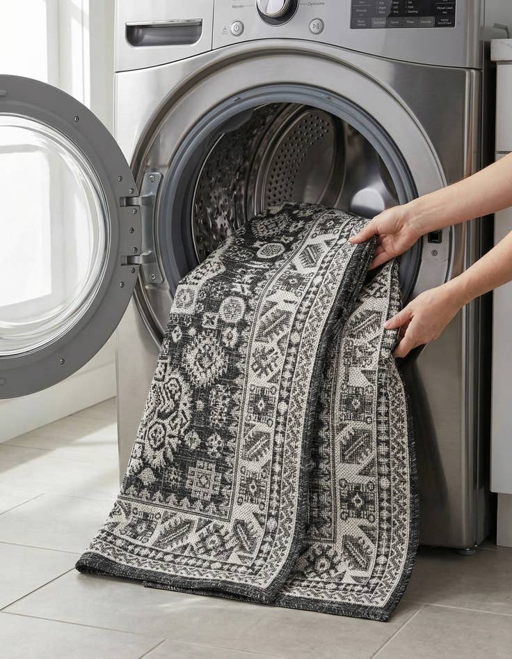 Detail image of 3' x 5' 3  Washable Aztec Indoor / Outdoor Rug