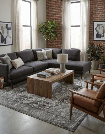 Steel Gray Medina Square Rug
