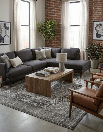 Steel Gray Medina Square Rug