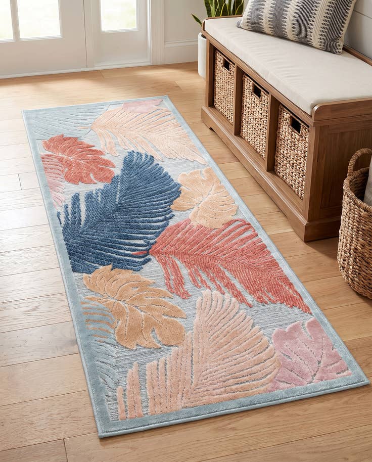 Detail image of 2' 2 x 5' 3 Easy-Clean Botanical Indoor / Outdoor Runner Rug