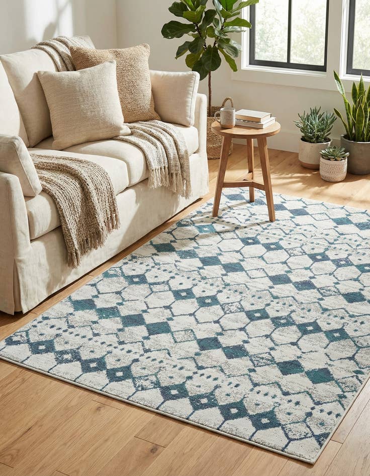 Detail image of 1' 3 x 1' 3  Washable Trellis Indoor / Outdoor Sample Rug