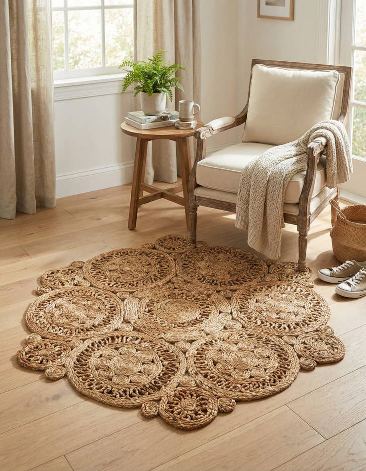 Detail image of 3' 1 x 3' 1  Hand Braided Jute Round Rug