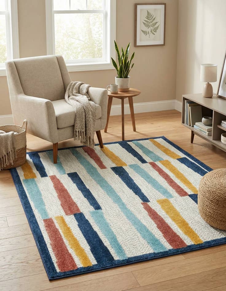 Detail image of  5' 3 x 5' 3  Washable Belize Indoor / Outdoor Square Rug