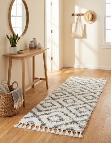 Ivory Athena Shag Runner Rug