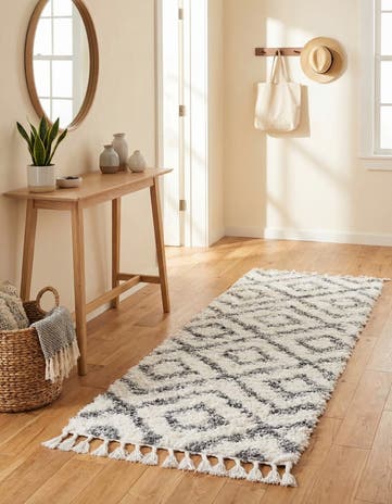 Ivory Athena Shag Runner Rug