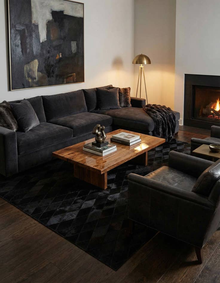 Detail image of 4' 7 x 6' 6 Cowhide Stocks Rug