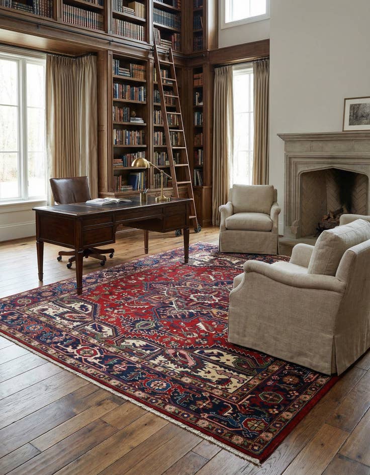 Detail image of 8' 3 x 8' 3 Heriz Wool Square Rug